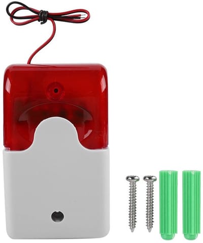 Allecto - 12V bedrade strobe sirene - Geluidsalarm - Knipperend rood