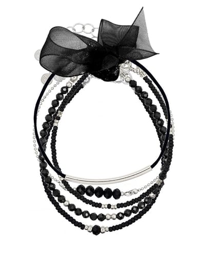 Mint15 Armbandenset 'Rich Black & Silver' - Handgemaakte armbanden zwart / zilverkleur - Stainless Steel RVS/Roestvrij staal - Samengestelde cadeauset met 5 armbanden
