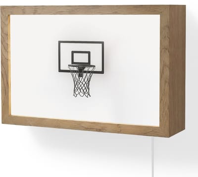 Wandlamp 30x20 cm - Oplaadbaar - Basketbalbord - Minimalistisch - Zwart - Wandlampen binnen woonkamer - Slaapkamer lamp met kabel - Decoratieve nachtlamp - Vloerlamp snoer