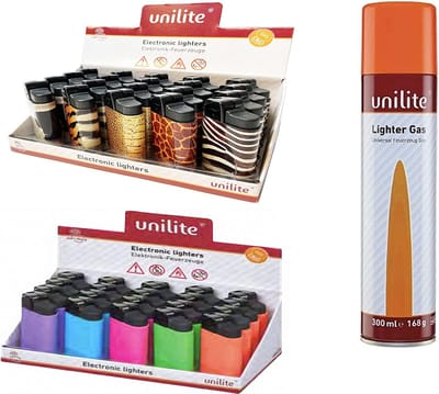 Unilite aanstekers - 40 stuks klik aanstekers - navulbaar - verstelbaar + 1 gasfles