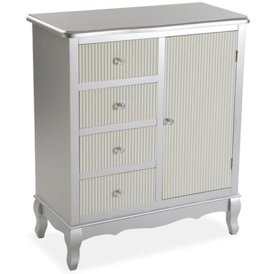 Chiffonnier - VERSA - Siena - 70x33x81,5 cm - MDF mélaminé - Argent et blanc wit