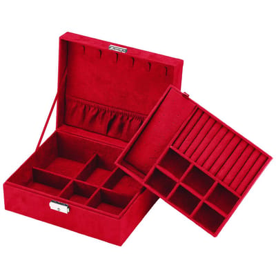 Intirilife Hoogwaardige juwelendoos Sieradendoos Accessoiredoos in Rood - Voor het opbergen van ringen kettingen horloges oorbellen en armbanden