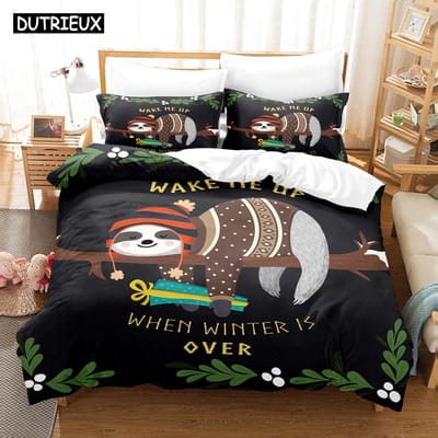 3D Luiaards Beddengoed Sets Dekbedovertrek Set Met Kussensloop Eenpersoons Tweepersoons Queen King Beddengoed Bedlinnen EU single(135x200cm)