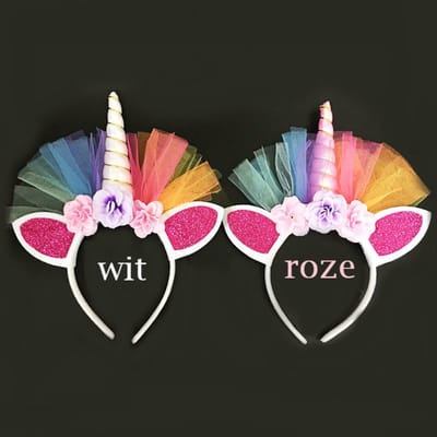 eenhoorn diadeem roze met lampjes