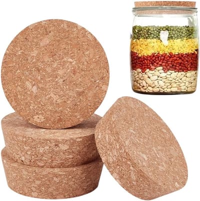 OLYCRAFT 4 stuks grote kurkstoppers 7,5 ~ 8,5 cm houten flesdeksels taps toelopende kurkpluggen houten inmaakpot deksels houten taps toelopende pluggen wijnflesstoppen, houten potstop voor keuken