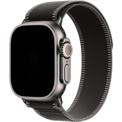 2+1 | Apple Watch Bandje Trail - Nylon - Zwart Houtskool - Zilver