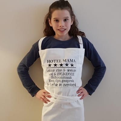 Keukenschort met grappige tekst bedrukt Hotel Mama/ oma katoenen Barbecueschort Keuken BBQ Schort Kookschort Kokschort  |  BBQ Schort Kookschort Kokschort  |  Moederdag Vaderdag Cadeau voor Mama papa opa Oma vrouw dames man heren