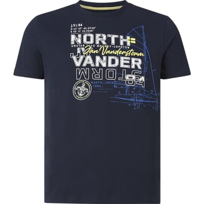Jan Vanderstorm herren T-Shirt - 52/54 - donkerblauw - Plus Size