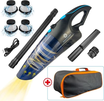 Innovixpro® Kruimeldief – Nat&Droog – Handstofzuiger – 17000Pa ! – ExtremeZuigkracht – Incl 4 Hepa filter's – Kruimeldief snoerloos – Kruimelzuiger – Jouw ultieme schoonmaakpartner – Kruimelzuiger-Autostofzuiger-Nat&droog-InclusiefReistas