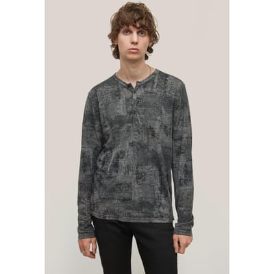 John Varvatos Ridge Ls Chipped Wall Pri Med Grey Maat: XL | Longsleeves Outlet | Heren | Grijs