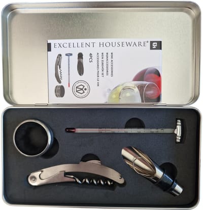 Wijnaccessoires Set – 5‑delig in Luxe Bewaar Geschenkdoos