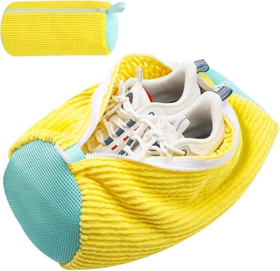 Waszak voor Schoenen - Herbruikbare en Duurzame Schoenwaszak voor Sport- en NetSchoenen - 19 x 39 cm Geel, Perfect voor de Wasmachine