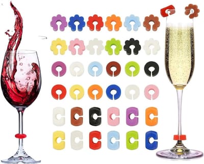 Siliconen Wijn Glasmarkers, 36 Stuks voor Wijn Glazen, Perfect voor Feestjes, Verjaardagen en Kerstmis