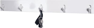 Wandkapstok – Wit hoogglans MDF – Inklapbare haken – 82x2x10 cm – Modern en ruimtebesparend
