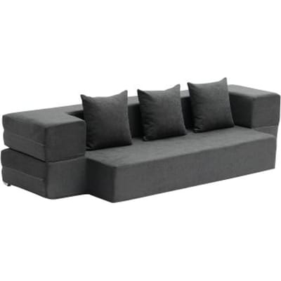 VEVOR 3-in-1 opvouwbare slaapbank met 3 kussens en wasbare hoes, omvormbare slaapbank van 25D traagschuim, bank voor woonkamer/slaapkamer, lichtgrijs (TWIN / 1030x1930x225mm)