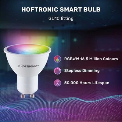 HOFTRONIC SMART Set van 3 Bari Smart inbouwspots - IP65 waterdicht - Wifi + Bluetooth - RGBWW - GU10 - Google Home, Amazon Alexa en Siri - Zwart -