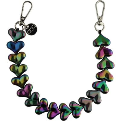 123watches Telefoonkoord Heart - zwart - zilver - Geschikt voor iPhone en andere smartphones