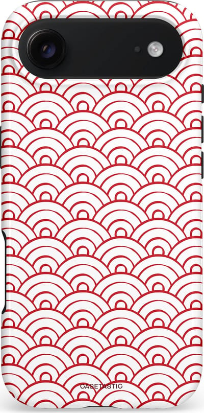 Casetastic hoesje geschikt voor Apple iPhone Air - MagSafe - Dubbellaagse bescherming - Golfjes - Fashion Case - Wit Lichtroze Koraal Lichtgrijs