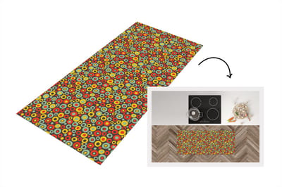 Keukenloper 120x50 cm - Keukenmat vinyl Patroon - Jaren 70 - Retro - Bubbel - Keukenmatten loper - Keuken vloerkleed tapijt