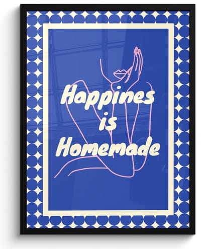Poster in lijst - Fotolijst 60x80 cm - Posters - Lijntekening - Vrouw - Quote - Blauw - Posterlijst zwart - Decoratie - Wanddecoratie woonkamer - Muurdecoratie slaapkamer