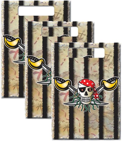 Piraten verjaardag feestzakjes - 24x stuks - Snoepzakjes/cadaeuzakjes/uitdeelzakjes - feestartikelen 23 x 17 cm