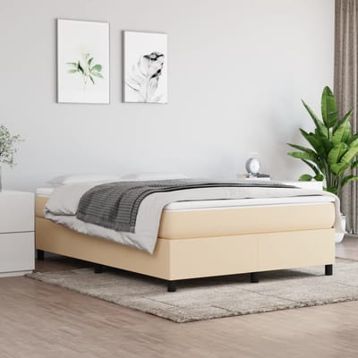 vidaXL - Boxspring - bed - stof - crèmekleurig - 140x190 - cm
