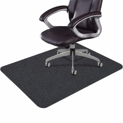 VHV Bureaustoelmat - antislip vloerbeschermer voor stoelwielen en thuiskantoor - zacht oppervlak - 120 x 90 cm - polyester voor bureau en werkplek - Donkergrijs