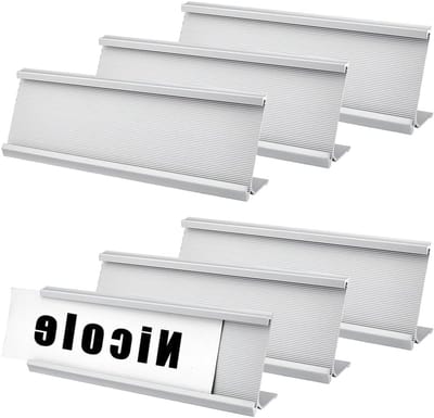 Set van 6 Aluminium Naamplaatjeshouders voor Bureau - 180 x 31 x 53mm - Ideaal voor Kantoor, Vergaderzaal en Bedrijfspresentaties