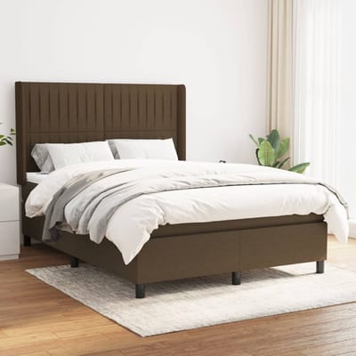 vidaXL - Boxspring - met - matras - stof - donkerbruin - 140x190 - cm