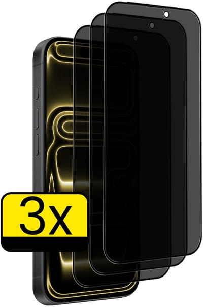 Screenprotector - Geschikt voor Apple iPhone 17 Pro - 3 Stuks - Privacy Filter - Beschermglas - Gehard Glas - Tempered Glass - Screen Protector