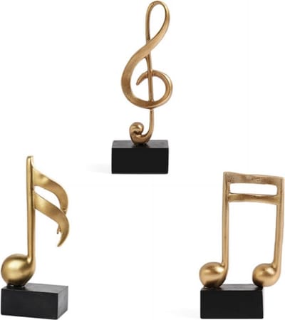 Unieke Muziek Noten Beelden (Set van 3 Stuks) - Goud Zwart - Decoratieve Figuren - Decoratief Beeld van Hars - Creatief Decor Accessoires - Art Muzieknoot - Woonkamer Wijnkast Bureau - Muziek Gerelateerde Ornamenten