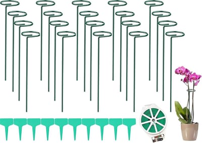SnelShoppen - 30cm Plant Support - 20 Stuks Bloemsteun, Plantensteun, Stalen Plant Houder met Bloemring voor Rozen, Lelies, Pioenrozen en Tomaten