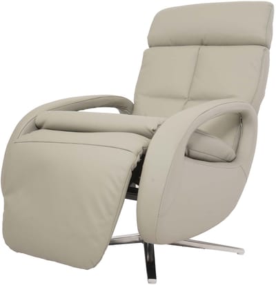 Relaxfauteuil MCW-L11, design TV-fauteuil TV-fauteuil relaxfauteuil, relaxfunctie draaibaar, volledig leer ~ grijs