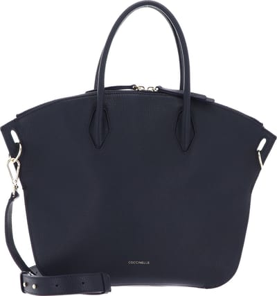 COCCINELLE Leren Handtas Schoudertas Flare Hand Bag Grained Leather Midnight Blue Donkerblauw