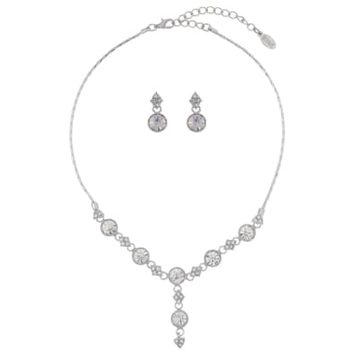 Behave – Sieradenset – Zilverkleurig – Kristal – Ketting En Oorbellen