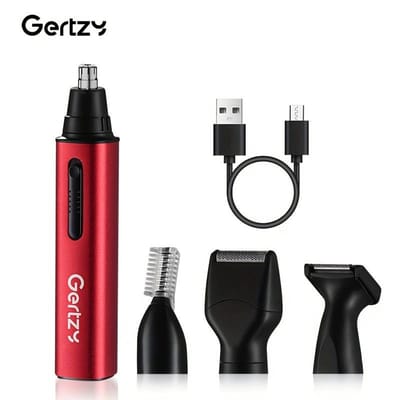 4-in-1 Gertzy Scheerapparaat voor Dames en Heren – Body Shaver + Precisietrimmer, Baard/Wenkbrauw + Oor/Neustrimmer – USB-Oplaadbare Full Body Groomer Kit – Voor een complete en perfecte Lichaamshaar verzorging - Kleur Rood