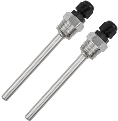 Dipping sleeves G1/2 inch van roestvrij staal, temperatuur sensor bescherming, 2 stuks voor thermische elementen en sensoren
