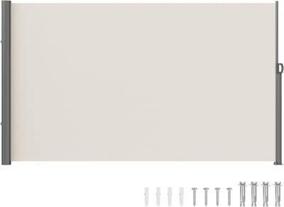 Uitschuifbare Zijluifel, 160 X 298 Cm, Waterbestendig Polyester, 180 G, Windscherm voor Terras, Tuin, Balkon, Beige