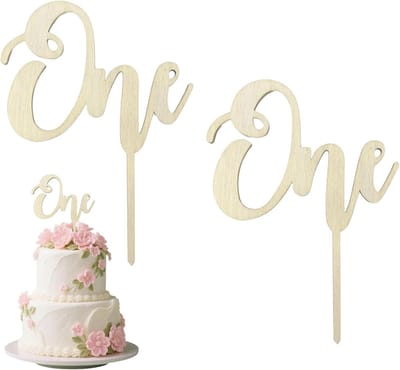 Thijox - 2 stuks Houten Taarttoppers 1e Verjaardag - One Taartdecoratie - Milieuvriendelijk en Herbruikbaar - Ideaal voor Feest en Cadeau - 15 cm Hoog
