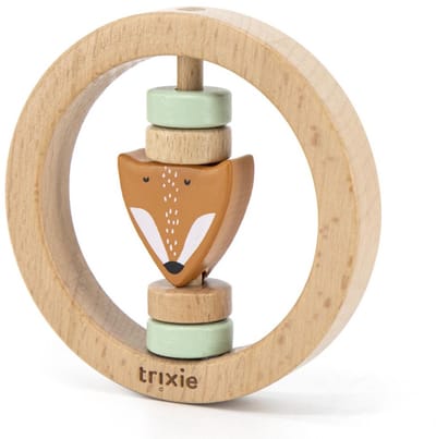 Trixie Houten Ronde Rammelaar - Mr. Fox - Eerste speelgoed baby - Kraamcadeau - Voor Jongens & Meisjes