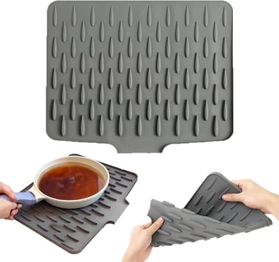 Afdruipmat voor gootsteen 40 x 32 cm - hittebestendig TPR - antislip - voorkomt spatten - ShopVlot
