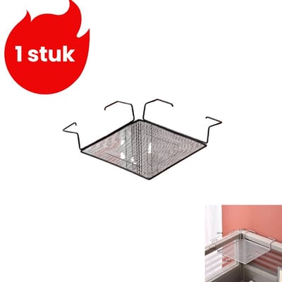 1 artikel - Multifunctioneel opbergrek - IJzeren bureaurek met haken - Opbergrek voor kantoor - Opbergrek voor thuis - Zwart