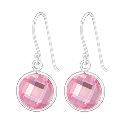 Aramat Jewels | Oorhangers | Zilveren Oorhangers - Roze Zirkonia - Kind & Vrouw | | | |12mm | Zilver | Kinderen, Volwassenen | Verkleurd niet