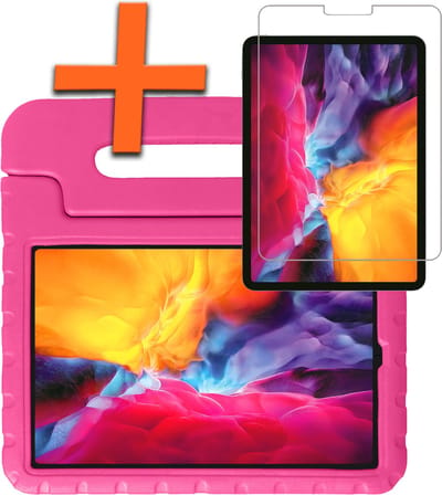 Hoesje - Geschikt voor Apple iPad Pro (2022) - 11 inch - 4e generatie - Met Screenprotector - Kinderhoes Shockproof Bumper - Kidsproof Case - Tablet Hoes - Kinder Hoes Cover - Roze