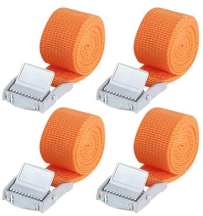 Korte spanbanden 1 m x 2,5 cm - Verstelbare sjorbanden met zinklegeringsclips voor veilig vastzetten van goederen