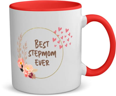 Akyol - bonusmoeder cadeau - koffiemok - theemok - rood - Moeder - stiefmoeder cadeau - bonusmama - stiefmoeder cadeautjes - moederdag cadeau - mamacadeautjes verjaardag - liefste mama - bonusmama - leuk kado om te geven - 350 ML inhoud