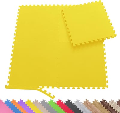 Beschermmatten Set - Vloermat Gymnastiekmat - Sport Vloerbescherming - Uitbreidbaar Puzzelsysteem - 60x60x1 cm 2.16 m² - Geel