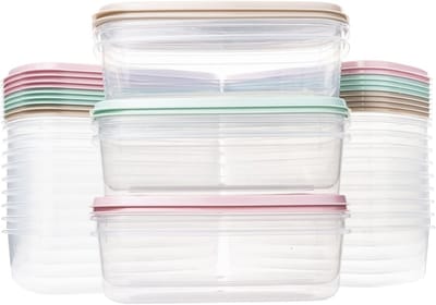 Set van 24 voedselcontainers, 700 ml, kunststof voedselcontainers, BPA-vrij, magnetronbestendig, vaatwasmachinebestendig, diepvriezer, container met deksel, gemaakt in Spanje