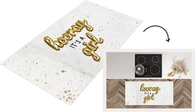 Keukenloper - Loper keuken - Spreuken - Hooray it's a girl - Meisje - Spreuken - 120x60 cm - Keukenloper vinyl