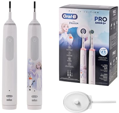 Oral-B Pro Family Pack 1x Oral B Pro 3 3000 White + 1x Oral B Junior Frozen - Elektrische tandenborstel duo